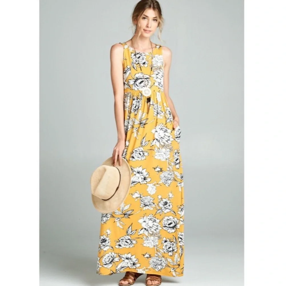 FLORAL PRINT  MAXI DRESS - Picture 3 of 4
